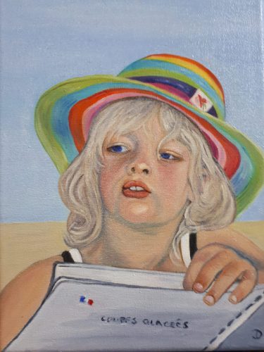 Mini Zoë,18 x 24 cm olieverf op doekin bezit van haar moeder