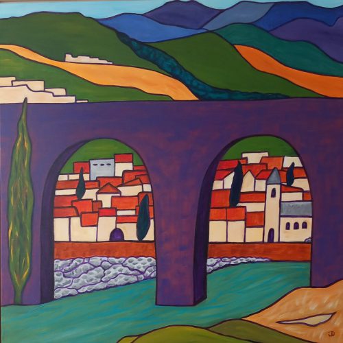 Op Vakantie,Acryl op doek, 90 x 90 cm 