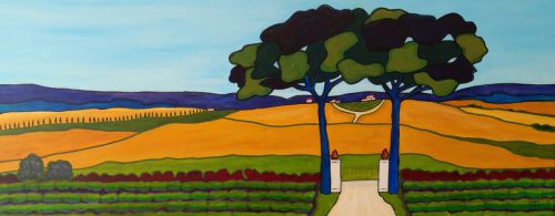 Toscane 1 100 x 40 cm in zwarte baklijstacryl op doekparticulier bezit