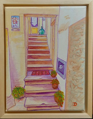 trappetje in Locorotondo,olievef op doek,18 x 24cm