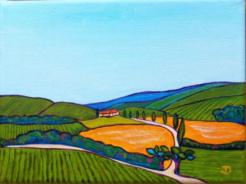 Zomer in Toscane acryl op doek18 x 24 cm